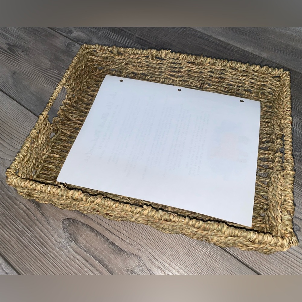 Natural Woven Storage Basket w/ Handles Seagrass - Great for Papers, Mail, Books